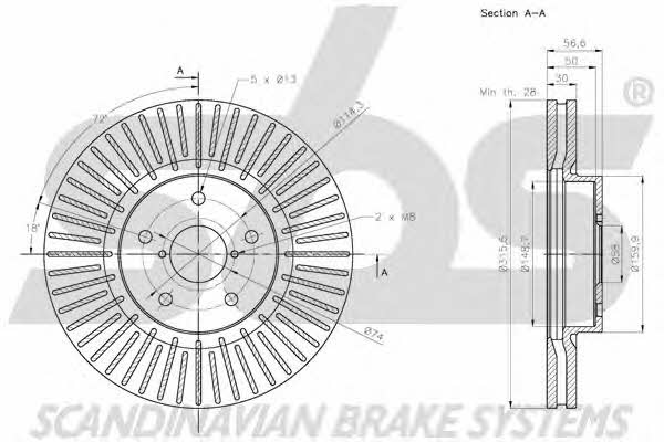 SBS 1815204421 Front brake disc ventilated 1815204421