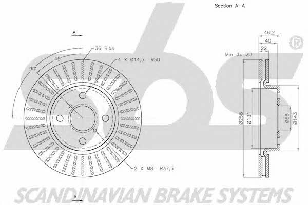 SBS 18152045115 Front brake disc ventilated 18152045115