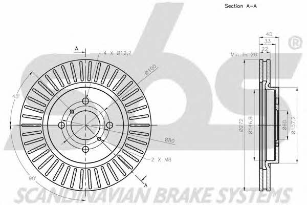SBS 1815205228 Front brake disc ventilated 1815205228
