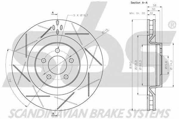 SBS 1815209318 Front brake disc ventilated 1815209318