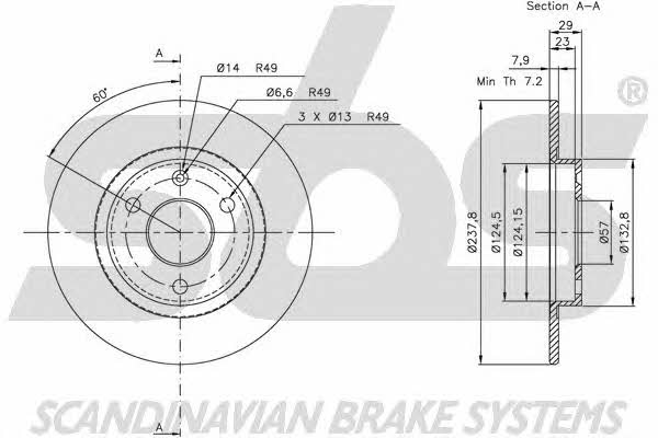 SBS 1815209917 Unventilated front brake disc 1815209917