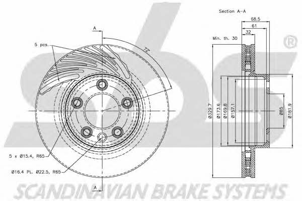 SBS 18152047104 Front brake disc ventilated 18152047104