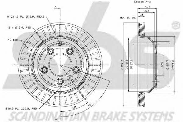 SBS 18152047106 Rear ventilated brake disc 18152047106