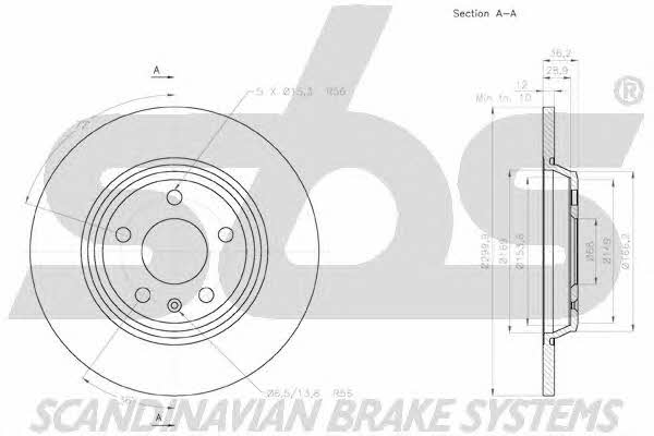 SBS 18152047129 Rear brake disc, non-ventilated 18152047129