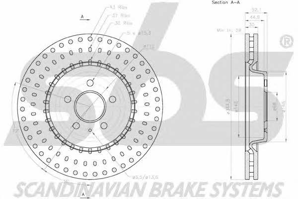 SBS 18152047154 Front brake disc ventilated 18152047154