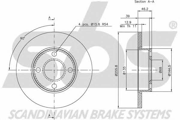 SBS 1815204718 Unventilated front brake disc 1815204718