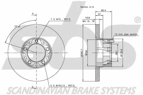 SBS 1815204721 Unventilated front brake disc 1815204721