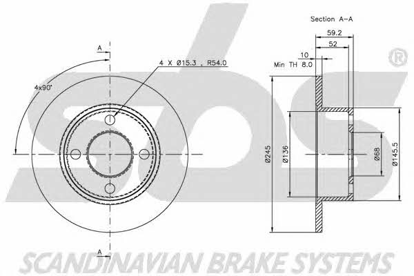 SBS 1815204723 Rear brake disc, non-ventilated 1815204723
