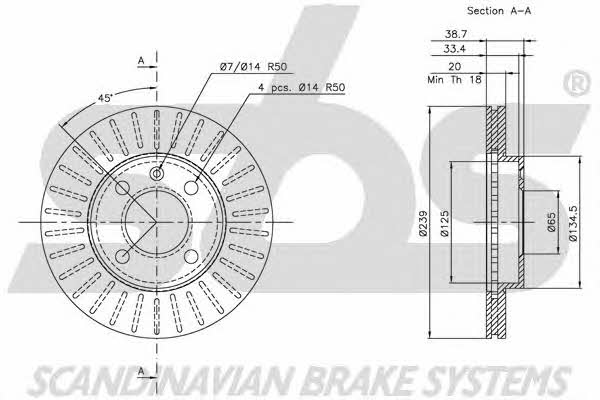 SBS 1815204724 Front brake disc ventilated 1815204724