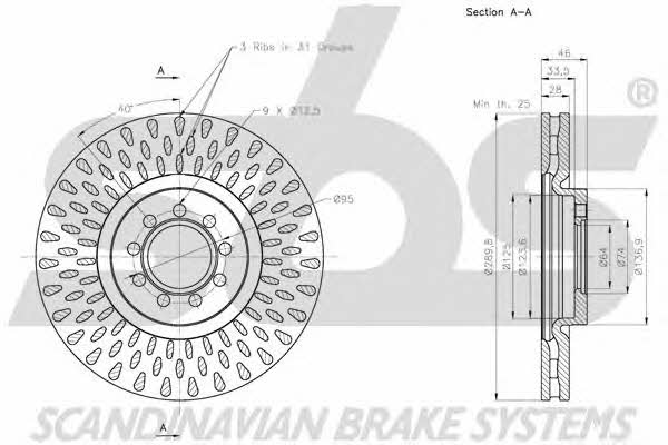 SBS 1815202357 Front brake disc ventilated 1815202357