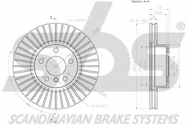 SBS 18152015104 Front brake disc ventilated 18152015104