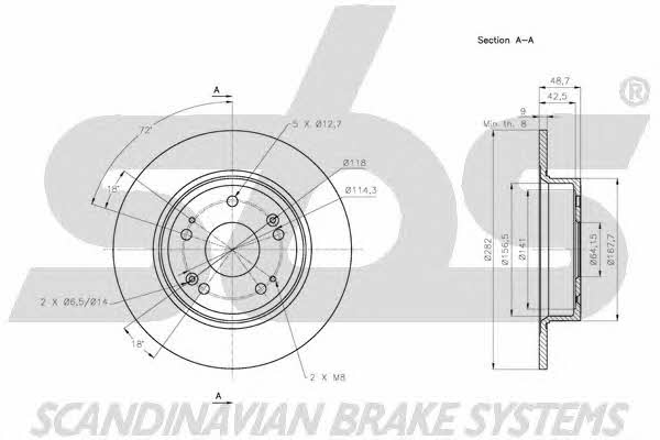 SBS 1815202650 Rear brake disc, non-ventilated 1815202650