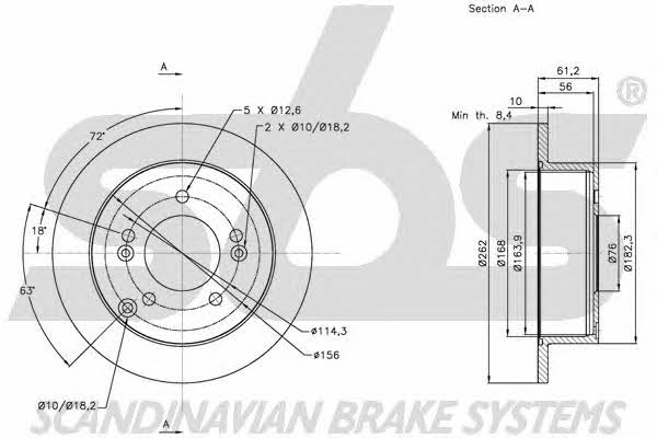 SBS 1815203424 Rear brake disc, non-ventilated 1815203424