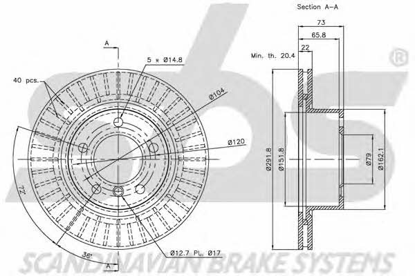 SBS 1815201555 Front brake disc ventilated 1815201555