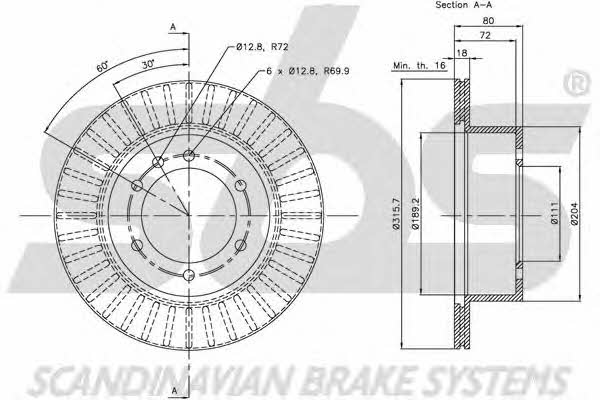 SBS 1815202255 Rear ventilated brake disc 1815202255
