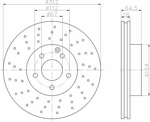 Textar 92120107 Ventilated brake disc with perforation 92120107