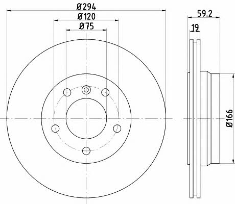 Textar 92097305 Rear ventilated brake disc 92097305