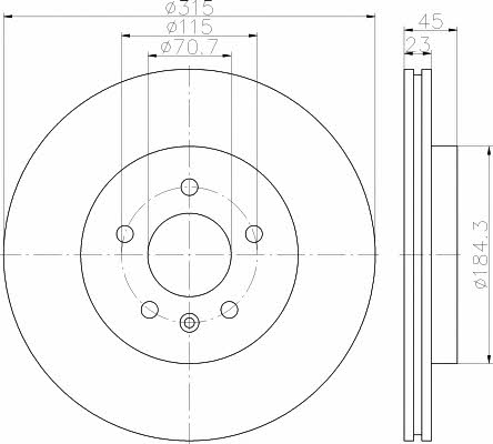 Textar 92239803 Rear ventilated brake disc 92239803