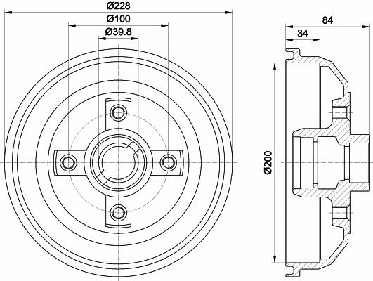 Textar 94009900 Rear brake drum 94009900