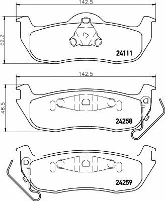 Brake pad Jeep: 2425801 Textar Brake pad set