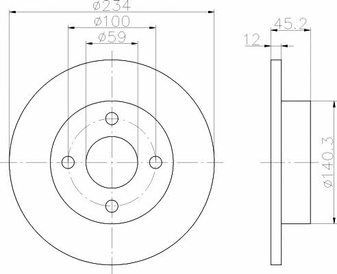 Textar 92063300 Unventilated front brake disc 92063300