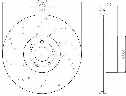 Textar 92108900 Ventilated brake disc with perforation 92108900