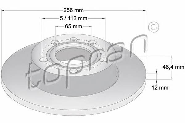 Topran 110 080 Rear brake disc, non-ventilated 110080