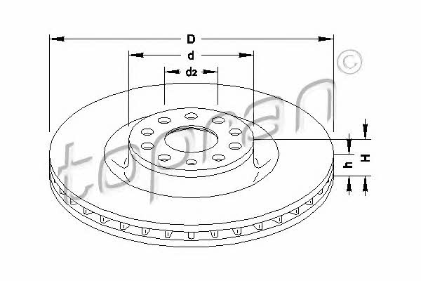 Topran 110 417 Front brake disc ventilated 110417