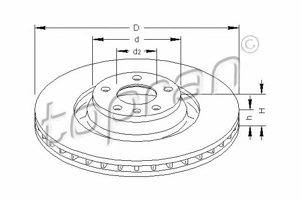Topran 110 423 Front brake disc ventilated 110423