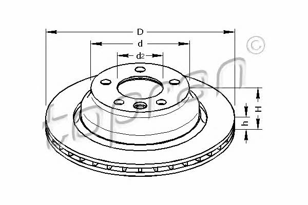 Topran 110 430 Rear ventilated brake disc 110430