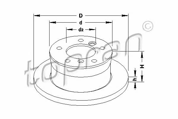 Topran 110 441 Rear brake disc, non-ventilated 110441