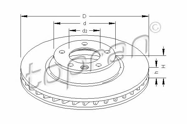 Topran 111 288 Front brake disc ventilated 111288