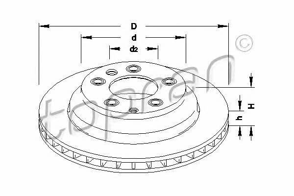 Topran 111 290 Rear ventilated brake disc 111290