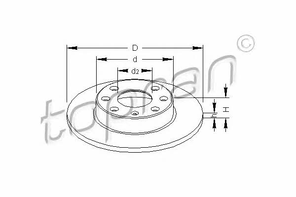 Topran 200 934 Unventilated front brake disc 200934