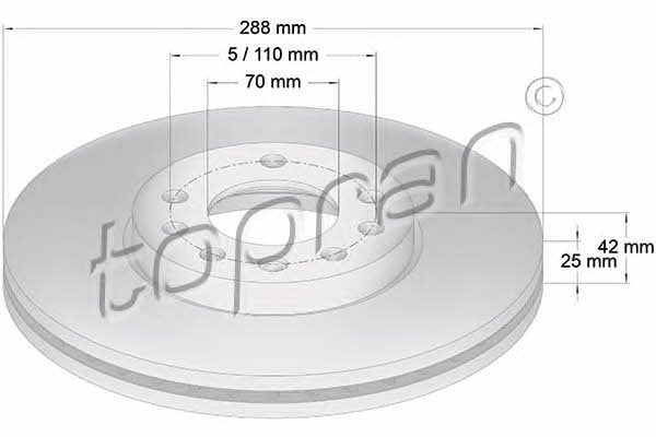 Topran 205 521 Front brake disc ventilated 205521