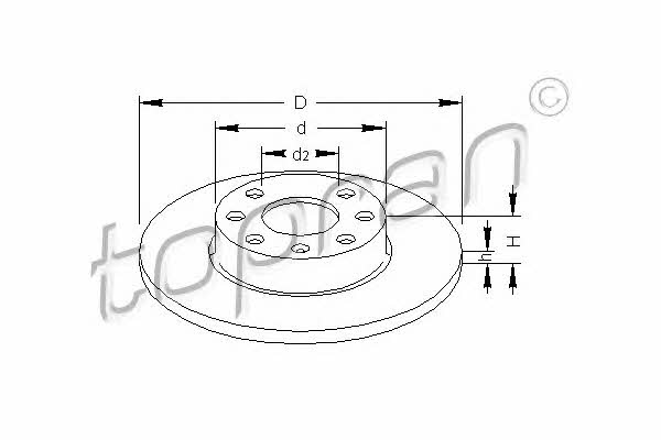 Topran 205 522 Unventilated front brake disc 205522