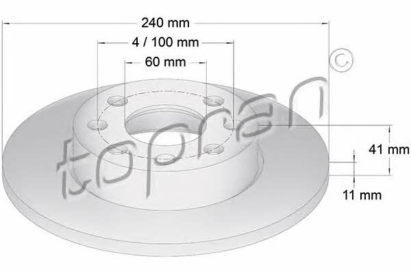 Topran 206 122 Unventilated front brake disc 206122