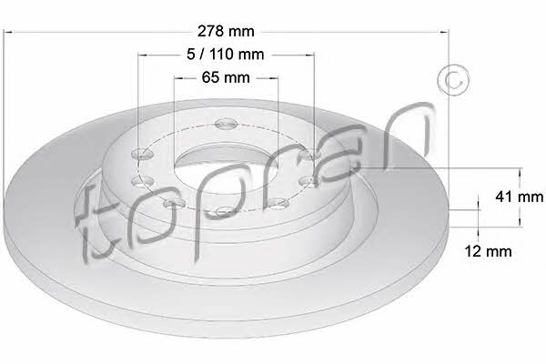 Topran 206 506 Rear brake disc, non-ventilated 206506