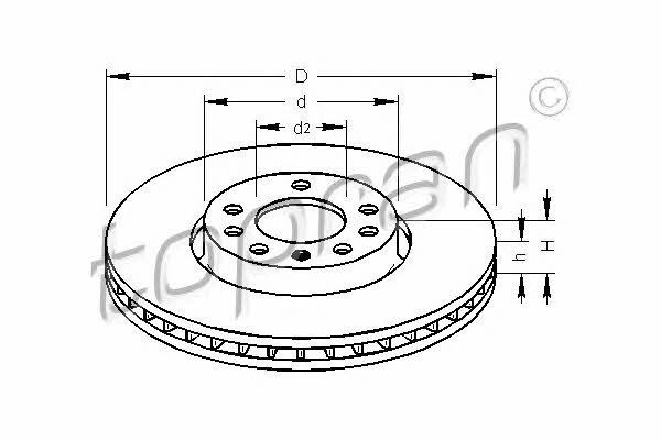 Topran 206 856 Front brake disc ventilated 206856