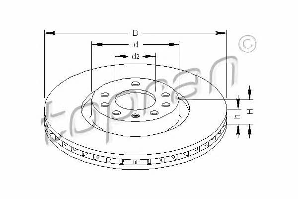 Topran 206 857 Front brake disc ventilated 206857