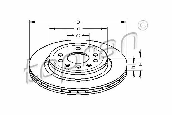 Topran 206 859 Rear ventilated brake disc 206859
