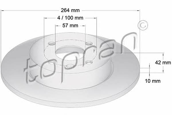 Topran 206 860 Rear brake disc, non-ventilated 206860