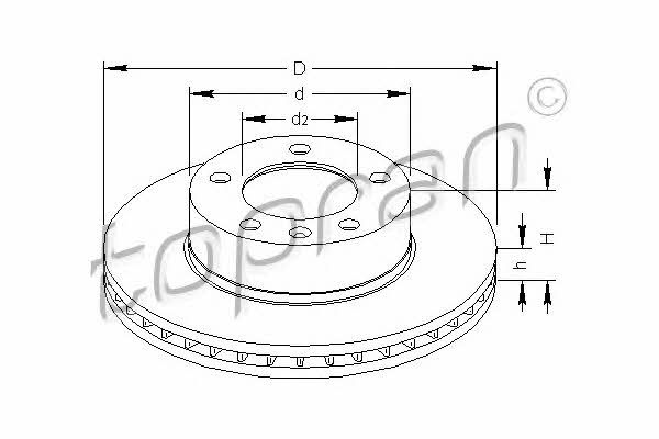 Topran 207 070 Front brake disc ventilated 207070