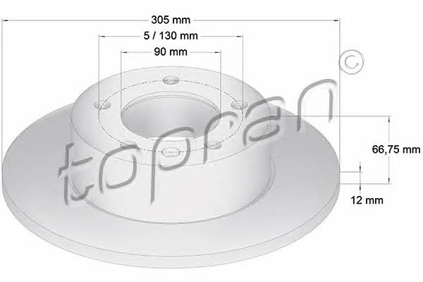 Topran 207 071 Rear brake disc, non-ventilated 207071
