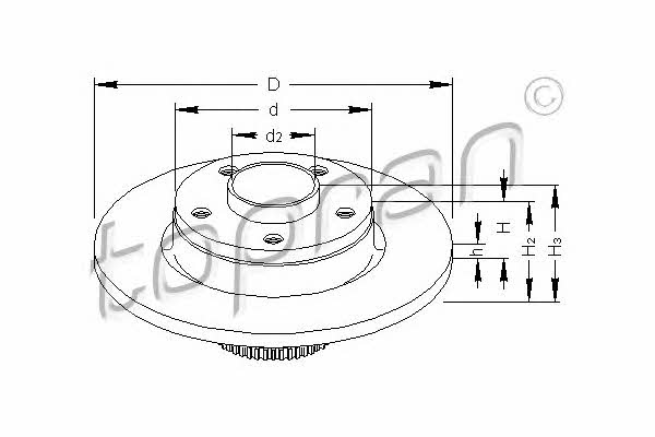 Topran 207 072 Rear brake disc, non-ventilated 207072