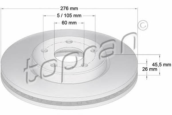 Topran 207 981 Front brake disc ventilated 207981