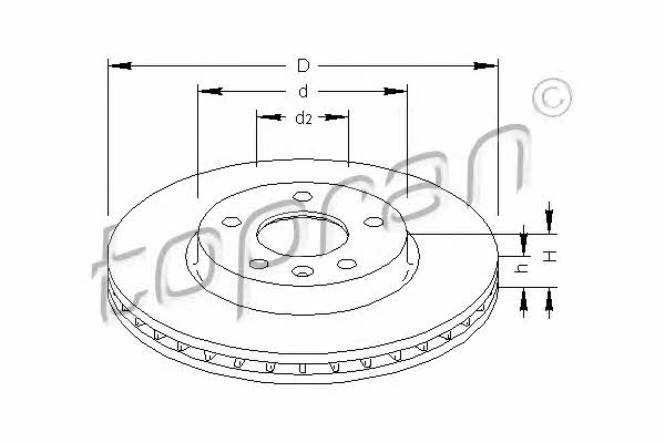 Topran 207 982 Front brake disc ventilated 207982