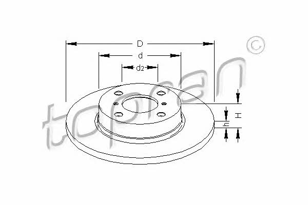 Topran 207 985 Unventilated front brake disc 207985