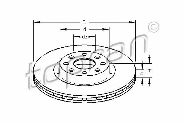 Topran 207 628 Front brake disc ventilated 207628