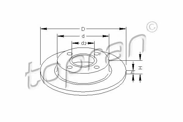 Topran 301 413 Unventilated front brake disc 301413